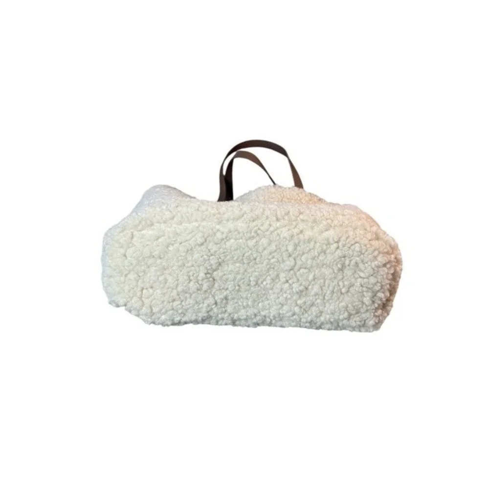 4/$40 Reverable Faux Leather and Sherpa‎ Brown and Cream Tote Bag